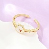 Brass Micro Pave Cubic Zirconia Enamel Cuff Open Rings CU-CBACDF6-04G-3