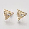 Brass Cubic Zirconia Stud Earring Findings X-KK-S350-027-1