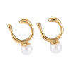 304 Stainless Steel U-shape Stud Earrings with ABS Platic Pearl for Women EJEW-N016-017LG-2