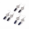 Natural Sodalite Bullet with Sun Dangle Earrings EJEW-I276-01P-04-1