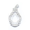 Anti-Tarnish Rhodium Plated 925 Sterling Silver Pendant Cabochon Open Back Settings STER-P044-02P-3