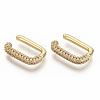 Brass Micro Pave Clear Cubic Zirconia Cuff Earrings EJEW-S208-005-2