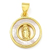 Real 18K Gold Plated Brass Pendants with Shell KK-D534-05G-01-1