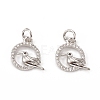 Brass Micro Pave Cubic Zirconia Bird Charms KK-E068-VB315-2