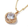 Flower Brass Micro Pave Cubic Zirconia Pendant Necklaces NJEW-A015-07KCG-1