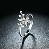 Trendy Flower 925 Sterling Silver Cubic Zirconia Finger Rings RJEW-BB16647-6-5