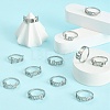 12Pcs 12 Constellation 304 Stainless Steel Open Cuff Rings Set for Women RJEW-TZ0001-02-6