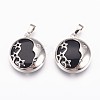 Natural Black Agate Pendants G-P378-B03-1