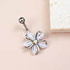 Flower Brass Cubic Zirconia Curved Barbell Belly Rings FS-WG56D26-02-1