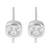 Brass Pave Clear Cubic Zirconia Stud Earring Findings KK-F875-01P-1