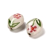 Flower Theme Printed Handmade Porcelain Beads LAMP-D303-06A-01-3
