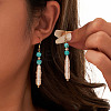 Synthetic Turquoise & Natural Baroque Freshwater Pearl & 925 Sterling Silver Dangle Earrings for Women EJEW-G412-01G-2