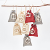 24Pcs 3 Colors Rectangle Christmas Linen Gift Bags with Number 1~24 Pendant Ornaments ABAG-WH0035-039-3
