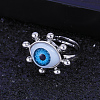 Blue Evil Eye Brass Cuff Ring LE2057-3