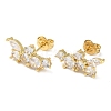 Butterfly Rack Plating Brass Micro Pave Clear Cubic Zirconia Stud Earrings for Women EJEW-A045-08G-1