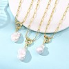 Natural Baroque Pearl Keshi Pearl Nuggets Pendant Brass Paperclip Chain Necklaces for Women NJEW-JN06145-1