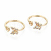 Brass Micro Pave Clear Cubic Zirconia Peg Bails Cuff Finger Ring Settings X-KK-S360-012-NF-2