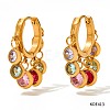304 Stainless Steel Cubic Zirconia Flat Round Tassel Chandelier Earrings FS-WG9F9FA-01-1