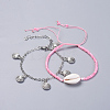 Adjustable Glass Seed Bead & Tibetan Style Zinc Alloy Charm Bracelet Sets BJEW-JB04282-2