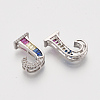 Brass Cubic Zirconia Slide Charms ZIRC-S063-01J-P-2