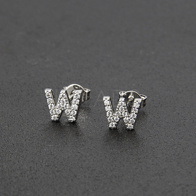 Brass Micro Pave Clear Cubic Zirconia Stud Earrings FS-WGC2F12-23-1