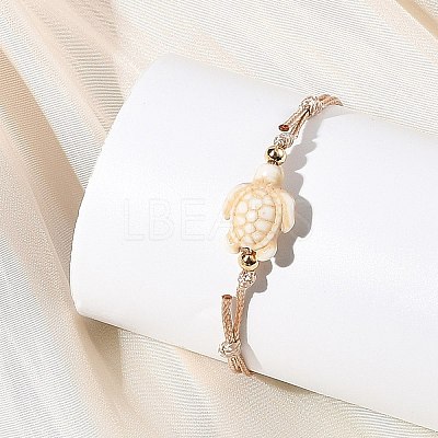 4Pcs 4 Colors Ocean Dyed Synthetic Turquoise Sea Turtle Beaded Adjustable Waxed Polyester Cord Bracelets for Women BJEW-JB14243-02-1