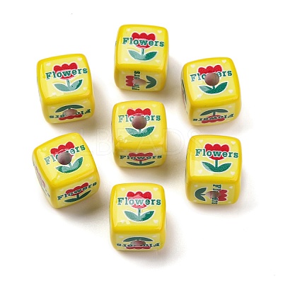 Printed Opaque Acrylic Beads SACR-A009-01E-1