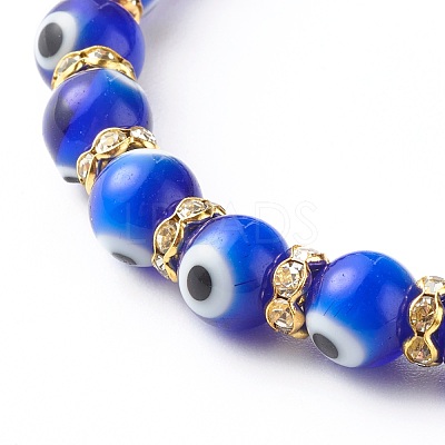 Handmade Evil Eye Lampwork Beaded Stretch Bracelets BJEW-JB06463-01-1