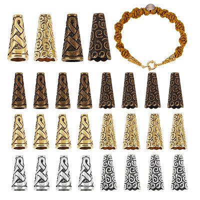 90Pcs 6 Styles Tibetan Style Apetalous Alloy Bead Cone FIND-PH0021-18-1