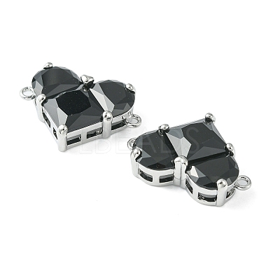 Brass Pave Cubic Zirconia Connector Charms KK-L208-04P-01-1
