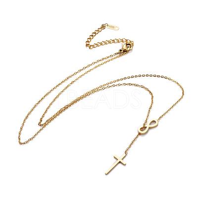 304 Stainless Steel Cable Chains Lariat Necklaces NJEW-F267-17G-1