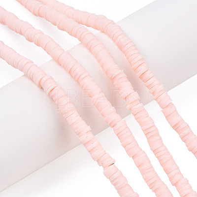 Flat Round Handmade Polymer Clay Bead Spacers X-CLAY-R067-4.0mm-27-1