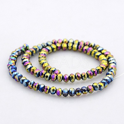 Full Plated Faceted Rondelle Glass Beads Strands GLAA-A024B-FP04-1