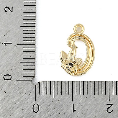 Brass Crystal Rhinestone Letter Links Connector Charms KK-S395-06G-C-1