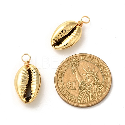 Electroplated Shell Beads Pendants PALLOY-JF01002-03-1