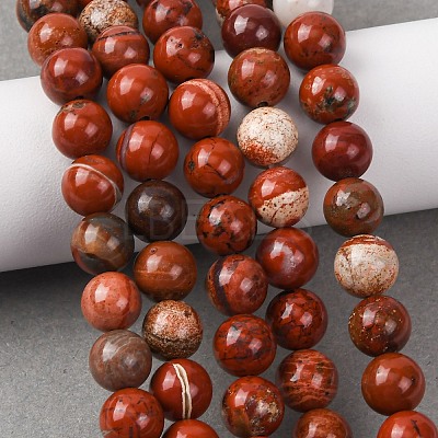 Natural Red Jasper Bead Strands G-R193-11-8mm-1