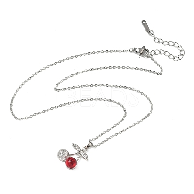 Brass & Cubic Zirconia Pendant Necklaces SA-CBA7E55-03P-01-1