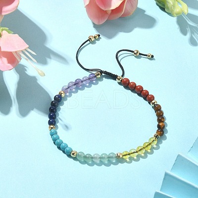 Natural & Synthetic Mixed Stone Braided Bead Bracelet BJEW-TA00324-1