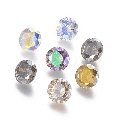 Electroplated Cubic Zirconia Pointed Back Cabochons ZIRC-I024-8mm-01-1