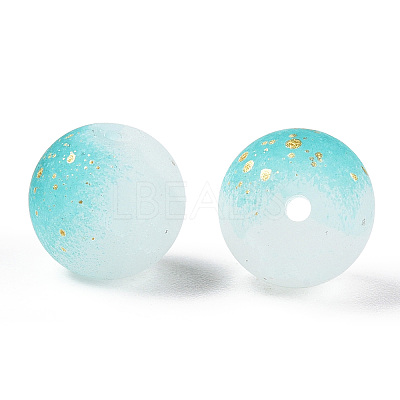 Frosted Baking Paint Crackle Glass Beads with Glitter Powder LS-DGLA-T004-01G-1