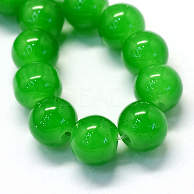 Baking Paint Imitation Jade Glass Round Bead Strands X1-DGLA-Q021-8mm-10-1