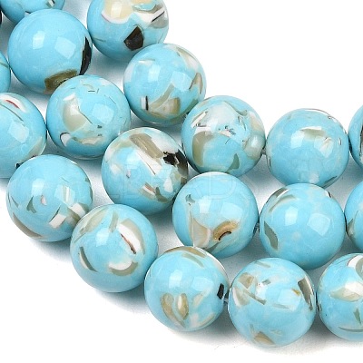 Synthetic Turquoise and Sea Shell Assembled Graduated Beads Strands GG-CBA2AE1-A07-D-1