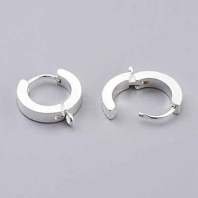 201 Stainless Steel Huggie Hoop Earrings Findings STAS-A167-01A-S-1