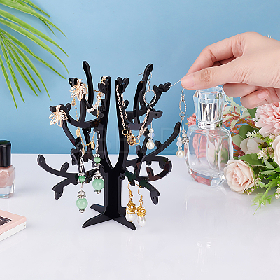 Opaque Acrylic Earring Display Tree Stands ODIS-WH0025-117-1