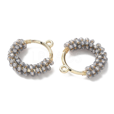 Brass Ring with Seed Beaded Pendants GLAA-K060-06G-04-1