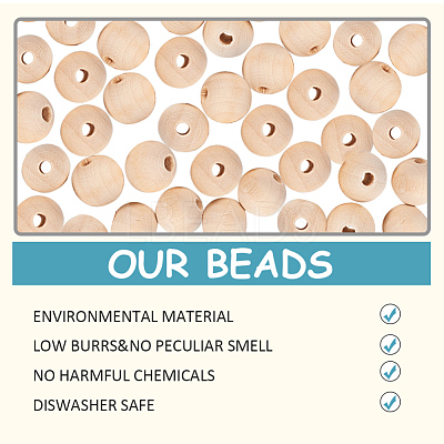 Round Unfinished Wood Beads WOOD-PH0008-10-1