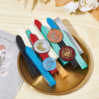 Brass Wax Seal Stamp with Wood Handle AJEW-WH0412-0289-1