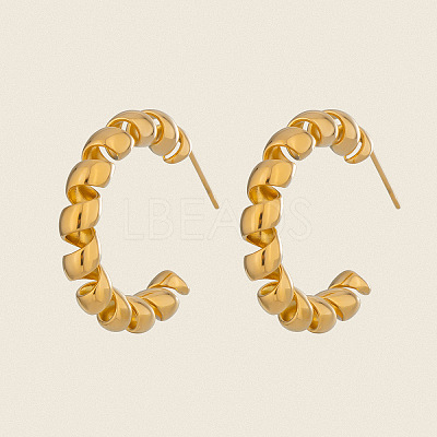 Twist C-Shaped 304 Stainless Steel Stud Earrings LS-RC9217-1
