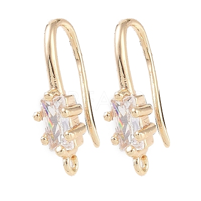 Brass Micro Pave Rectangle Cubic Zirconia Earring Hooks KK-U008-13G-1