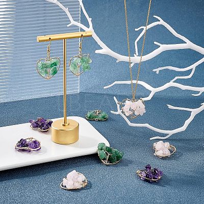 6Pcs 3 Styles Chakra Natural Gmestone Copper Wire Big Pendants FIND-FH0004-66-1
